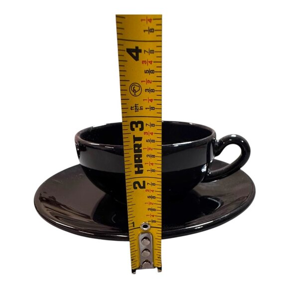 2 Sets Espresso Cups Saucers Waechtersbach Germany Black Glossy Ceramic Vintage - Picture 8 of 8